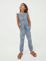FatFace Blue Aztec Jersey Printed Jumpsuit - Image 1 of 4
