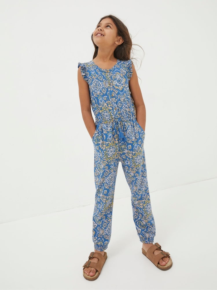FatFace Blue Aztec Jersey Printed Jumpsuit - Image 1 of 4