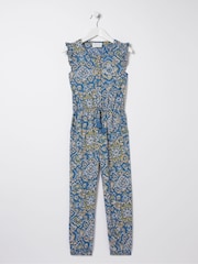 FatFace Blue Aztec Jersey Printed Jumpsuit - Image 4 of 4