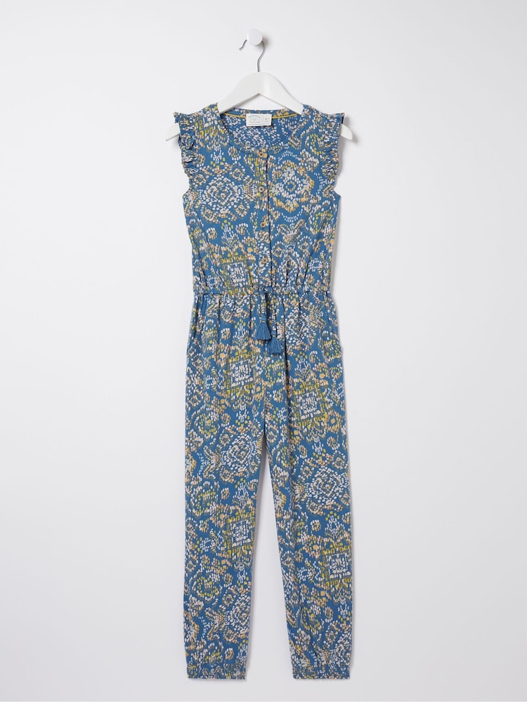 FatFace Blue Aztec Jersey Printed Jumpsuit - Image 4 of 4