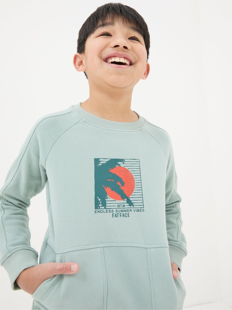 FatFace Green Surf Graphic Sweatshirt - Image 1 of 4