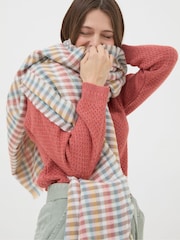 FatFace Orange Gingham Scarf - Image 3 of 3