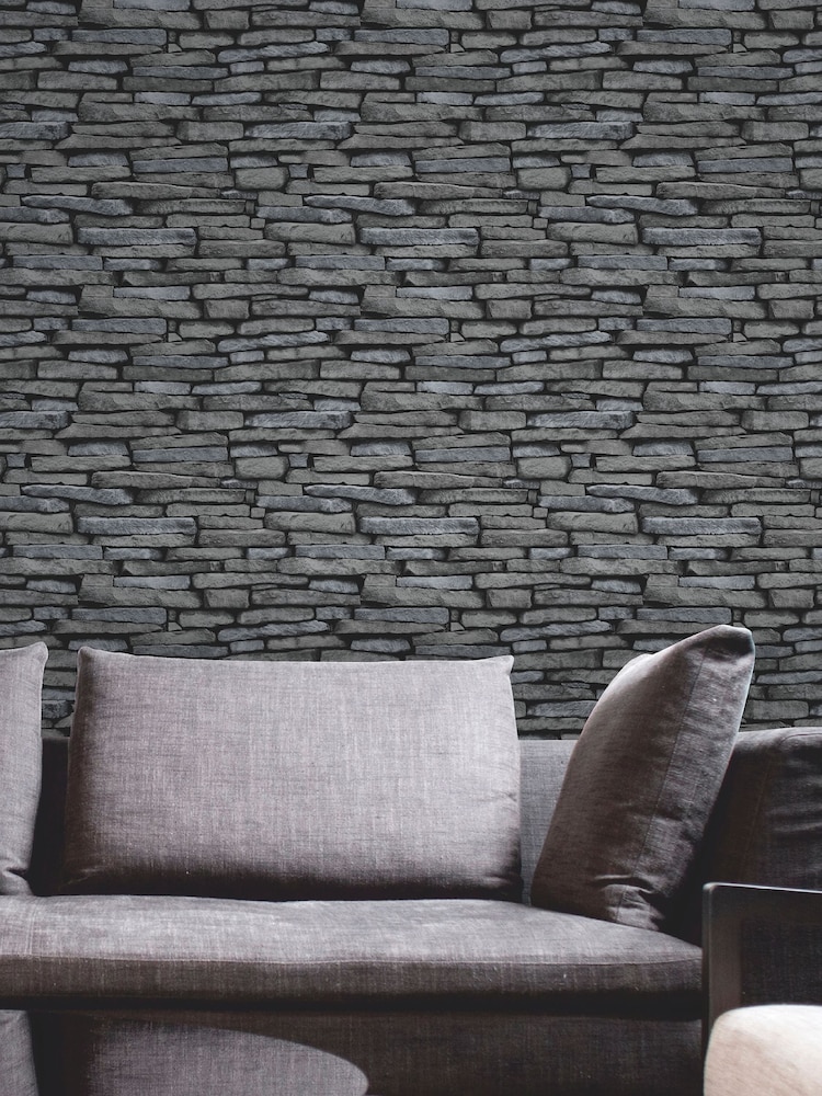 Fine Décor Silver Distinctive Slate Sidewall Wallpaper - Image 1 of 2