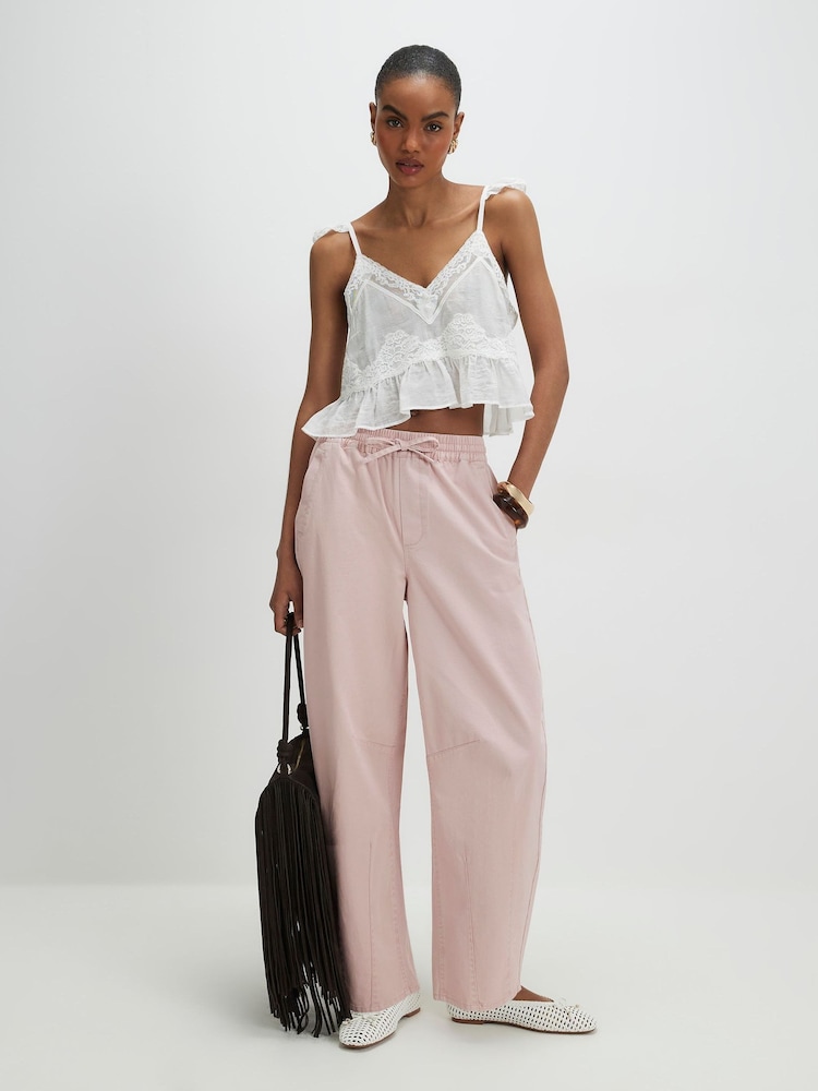 River Island Pink Elasticated Back Barrel Leg Trousers - Image 1 of 4
