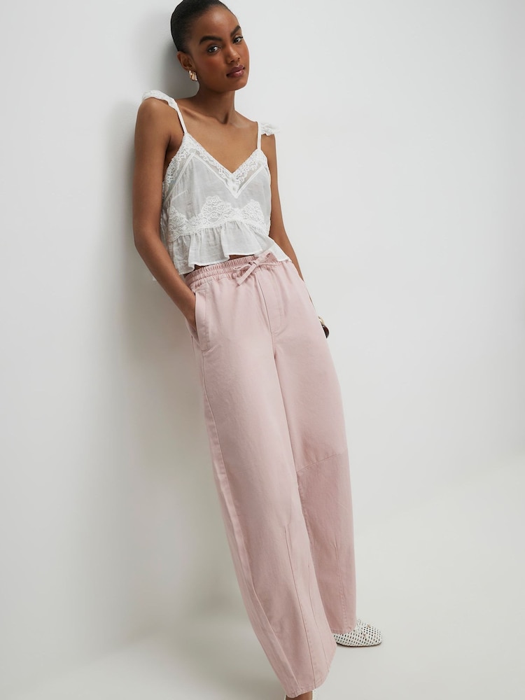 River Island Pink Elasticated Back Barrel Leg Trousers - Image 2 of 4