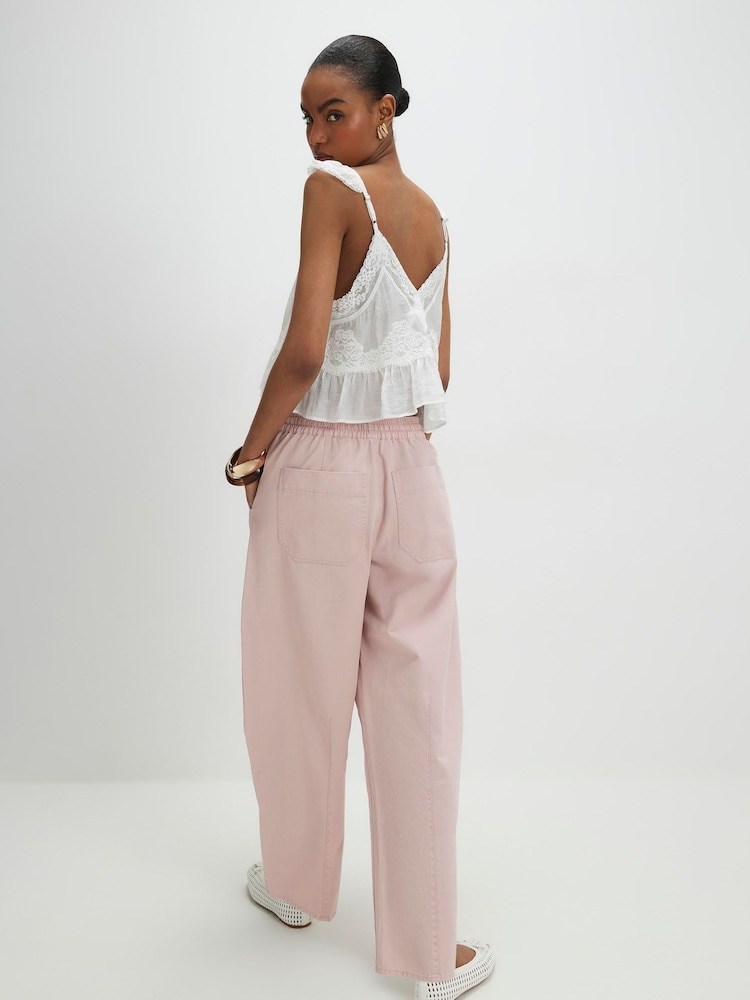 River Island Pink Elasticated Back Barrel Leg Trousers - Image 4 of 4