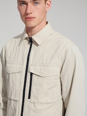 Stone Neutral Collar Utility Shacket - Image 3 of 9