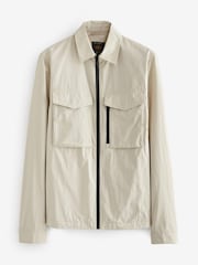 Stone Neutral Collar Utility Shacket - Image 5 of 9