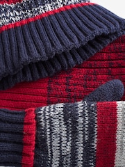 Navy Blue/Red Stripe Hat, Scarf and Gloves Set (3-16yrs) - Image 2 of 2