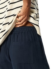 Whistles Blue Petite Wide Crop Cheesecloth Trousers - Image 3 of 5