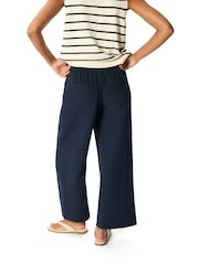 Whistles Blue Petite Wide Crop Cheesecloth Trousers - Image 4 of 5