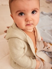 Cream Dinosaur Baby Knitted 100% Cotton Hooded Cardigan (0mths-2yrs) - Image 10 of 15