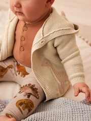 Cream Dinosaur Baby Knitted 100% Cotton Hooded Cardigan (0mths-2yrs) - Image 12 of 15
