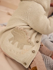Cream Dinosaur Baby Knitted 100% Cotton Hooded Cardigan (0mths-2yrs) - Image 15 of 15