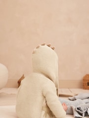 Cream Dinosaur Baby Knitted 100% Cotton Hooded Cardigan (0mths-2yrs) - Image 8 of 15