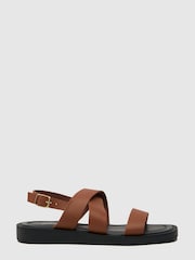 Schuh Theodora Brown Cross-Strap Sandals - Image 1 of 4
