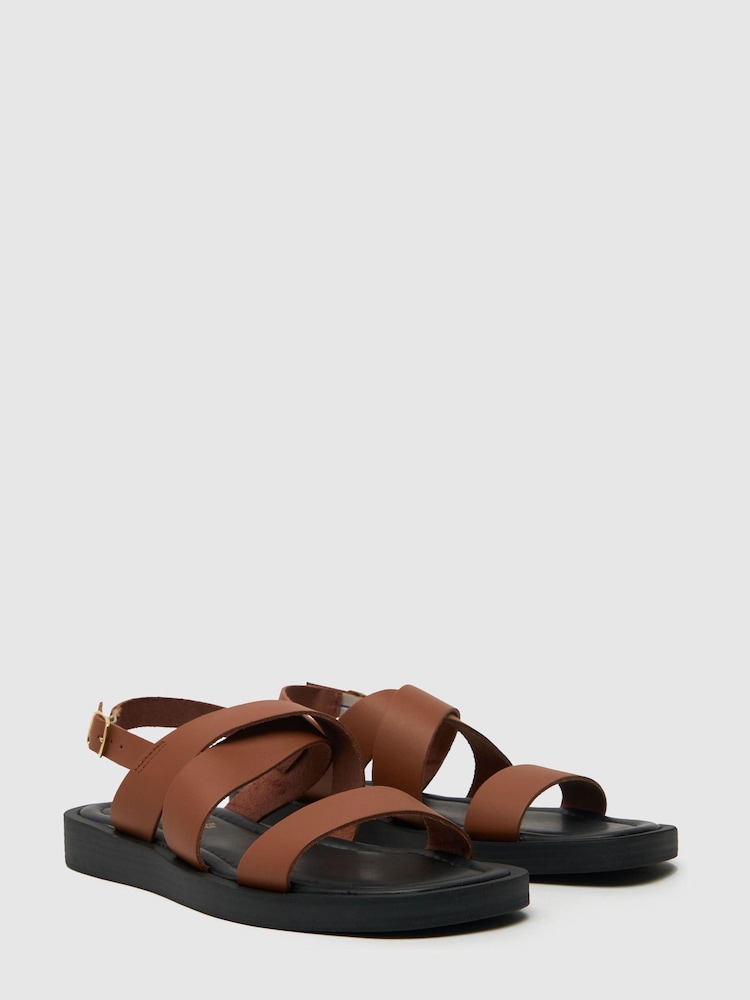 Schuh Theodora Brown Cross-Strap Sandals - Image 2 of 4