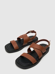 Schuh Theodora Brown Cross-Strap Sandals - Image 3 of 4