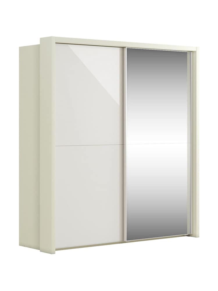 Wiemann White Peyton Glass and Mirror Sliding 2.1m Sliding Semi Fitted Wardrobe - Image 2 of 2