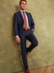 Joules Navy/Rust Slim Fit Wool Suit: Trousers - Image 3 of 8