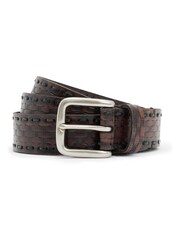 AllSaints Brown Matias Tooled Belt - Image 1 of 3