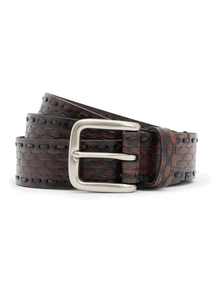 AllSaints Brown Matias Tooled Belt - Image 1 of 3