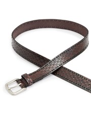 AllSaints Brown Matias Tooled Belt - Image 2 of 3