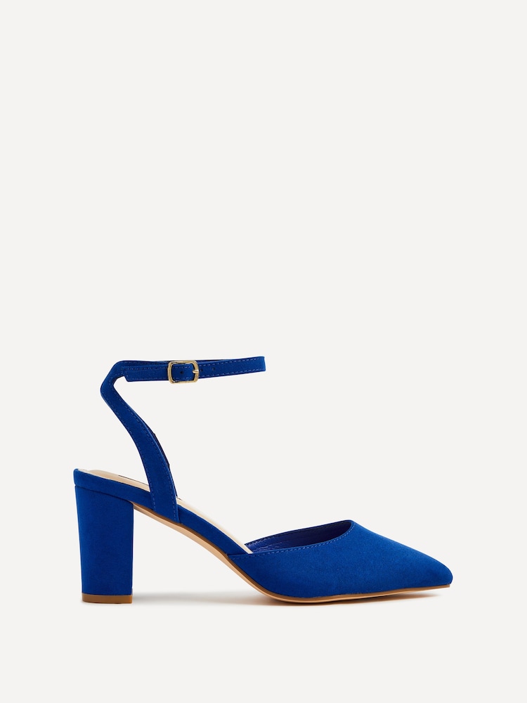 Linzi Blue Chrome Carrie Open Back Court Block Heels - Image 2 of 5