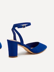 Linzi Blue Chrome Carrie Open Back Court Block Heels - Image 4 of 5