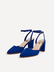 Linzi Blue Chrome Carrie Open Back Court Block Heels - Image 5 of 5