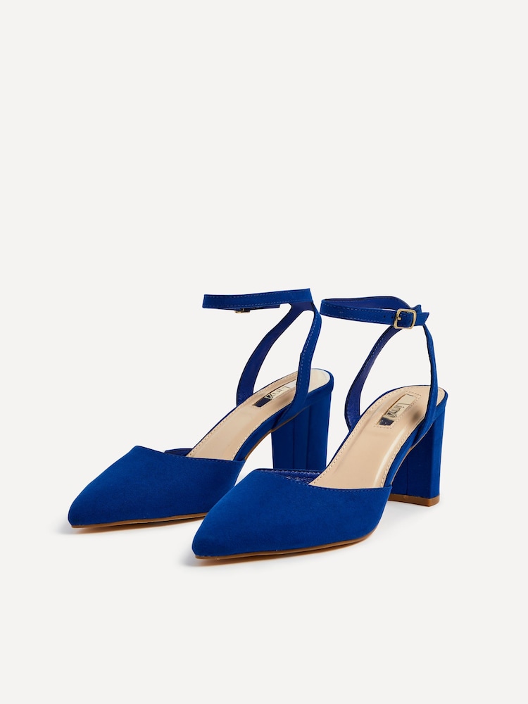 Linzi Blue Chrome Carrie Open Back Court Block Heels - Image 5 of 5