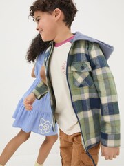 FatFace Green Hooded Check Shacket - Image 1 of 5