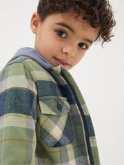 FatFace Green Hooded Check Shacket - Image 4 of 5