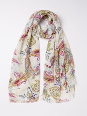 FatFace Bright White Paisley Scarf - Image 1 of 2