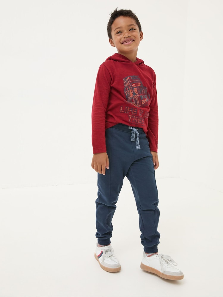FatFace Perry Blue Cotton Panel Joggers - Image 1 of 4