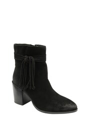 Ravel Black Suede Leather Block Heel Ankle Boots - Image 1 of 4