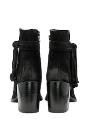 Ravel Black Suede Leather Block Heel Ankle Boots - Image 3 of 4