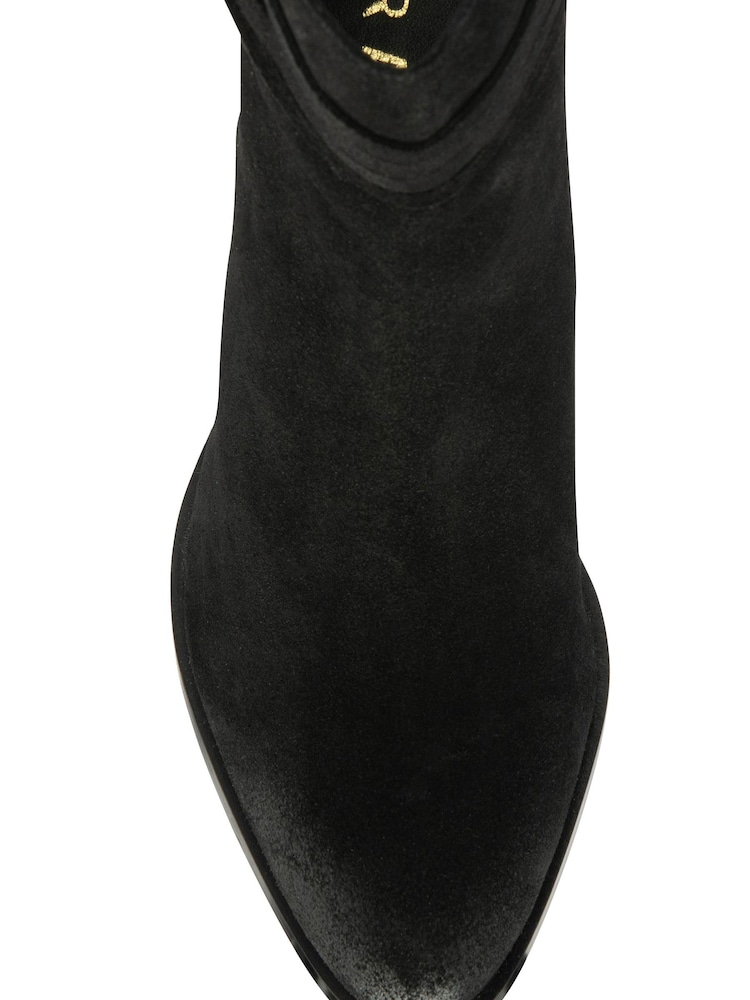 Ravel Black Suede Leather Block Heel Ankle Boots - Image 4 of 4