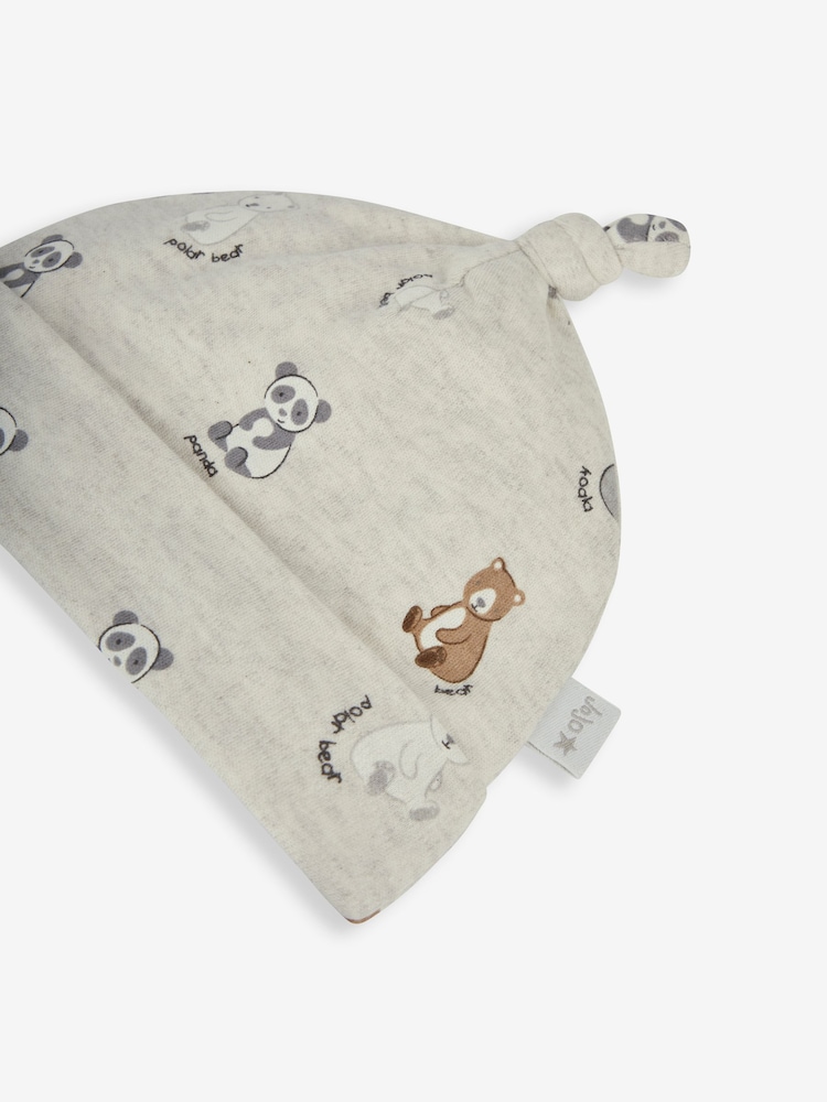 JoJo Maman Bébé Natural Bear Print Cotton Baby Hat - Image 2 of 3