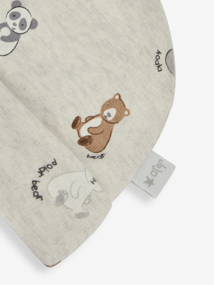 JoJo Maman Bébé Natural Bear Print Cotton Baby Hat - Image 3 of 3