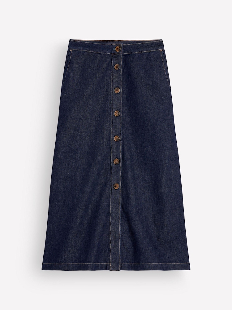 Boden Blue Val Button Denim Midi Skirt - Image 1 of 1