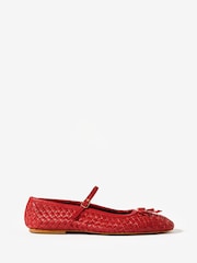 Mint Velvet Red Charley Leather Woven Pumps - Image 1 of 4