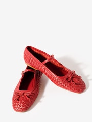 Mint Velvet Red Charley Leather Woven Pumps - Image 3 of 4