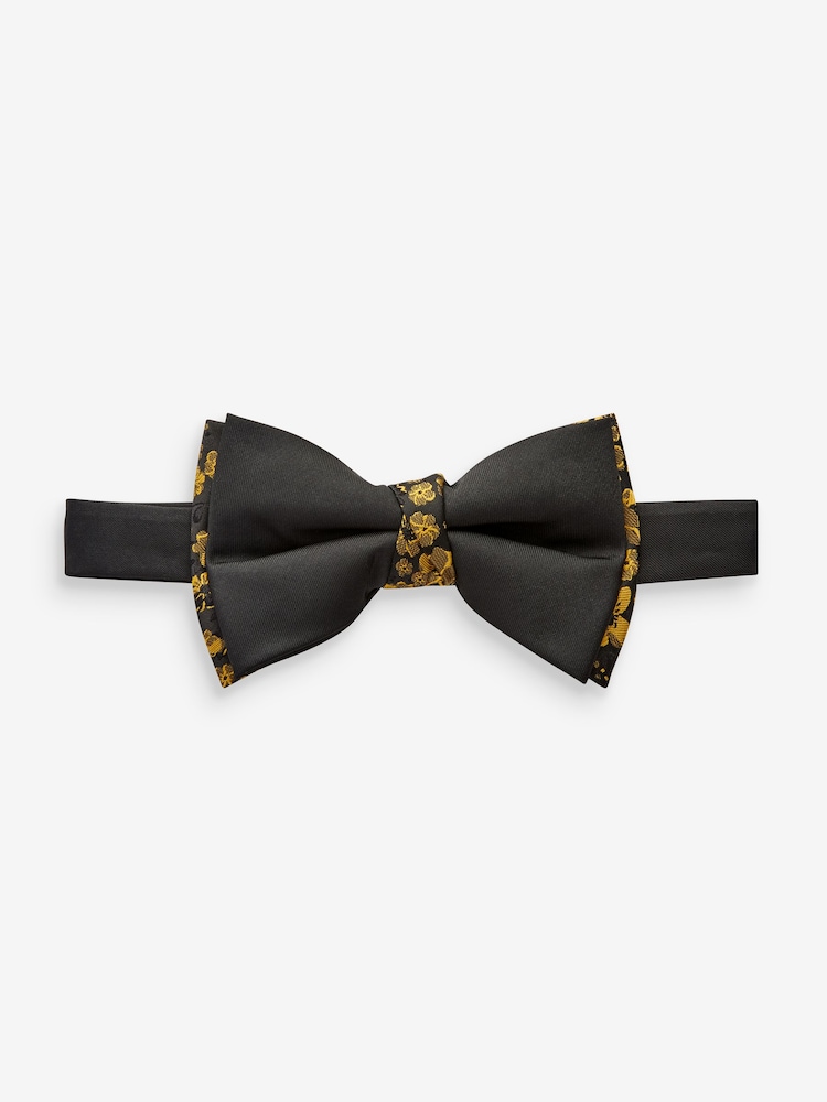 Schwarz/Gold/Blumenmuster - Fliege - Bild 1 von 1