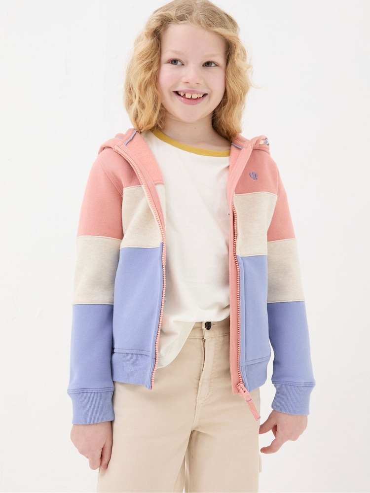FatFace Blue Colourblock Zip Through Hoodies - Image 1 of 3 FatFace Blue Colourblock Zip Through Hoodies - Image 1 of 3
