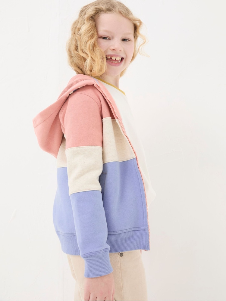 FatFace Blue Colourblock Zip Through Hoodies - Image 2 of 3