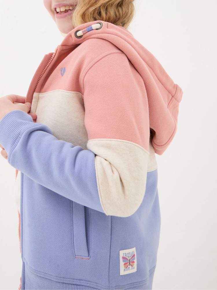 FatFace Blue Colourblock Zip Through Hoodies - Image 3 of 3 FatFace Blue Colourblock Zip Through Hoodies - Image 3 of 3