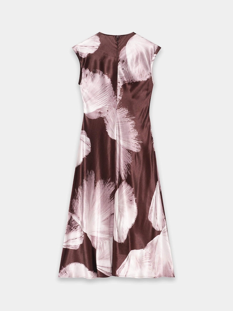 Mint Velvet Brown Satin Abstract Print Midi Dress - Image 8 of 8 Mint Velvet Brown Satin Abstract Print Midi Dress - Image 8 of 8