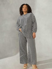 Live Unlimited Stripe Wide Leg Black Trousers - Image 1 of 4