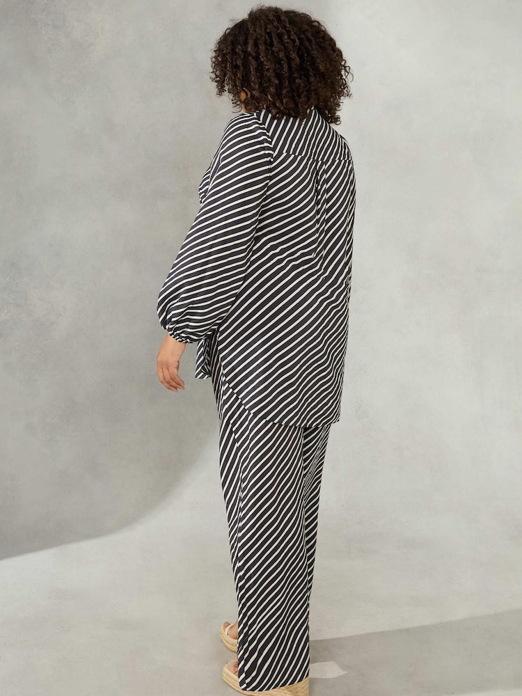 Live Unlimited Stripe Wide Leg Black Trousers - Image 2 of 4